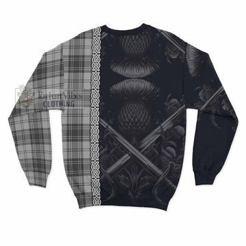 Glen Tartan Sweatshirt with Family Crest Cross Sword Thistle Celtic Vibes