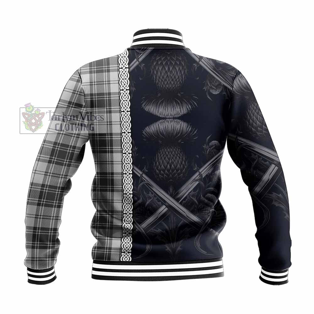 Tartan Vibes Clothing Glen Tartan Baseball Jacket with Family Crest Cross Sword Thistle Celtic Vibes