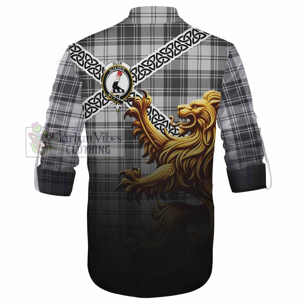 Glen Crest Tartan Ghillie Kilt Shirt with Golden Lion Emblem Celtic Style - Tartan Vibes Clothing