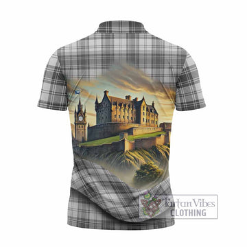 Glen Tartan Family Crest Zipper Polo Shirt with Scottish Ancient Castle Style - Tartan Vibes Clothing