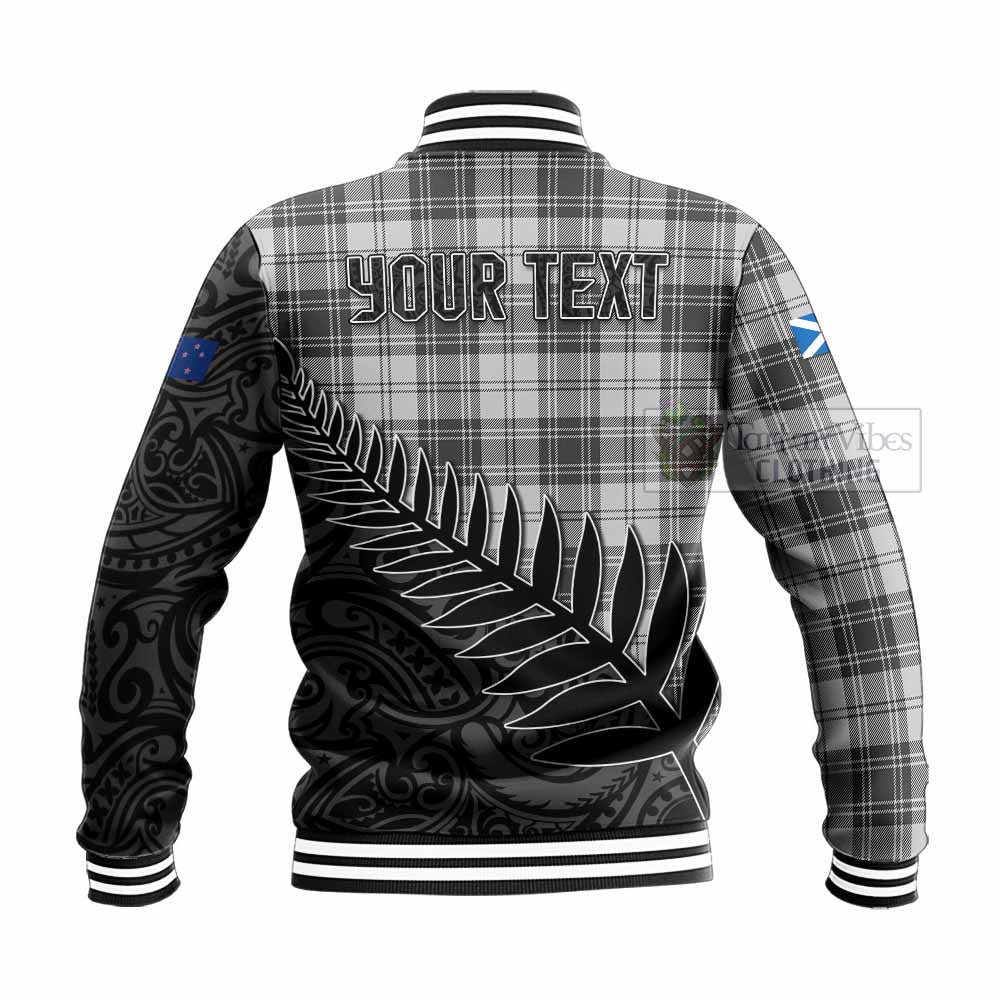 Tartan Vibes Clothing Glen Crest Tartan Baseball Jacket with New Zealand Silver Fern Half Style