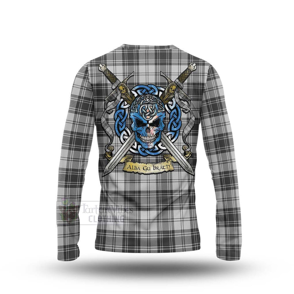 Tartan Vibes Clothing Glen Tartan Long Sleeve T-Shirt with Family Crest Celtic Skull Style