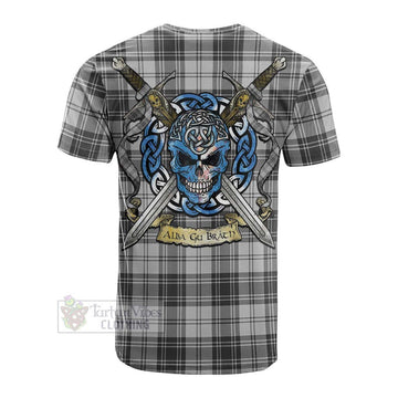 Glen Tartan Cotton T-shirt with Family Crest Celtic Skull Style