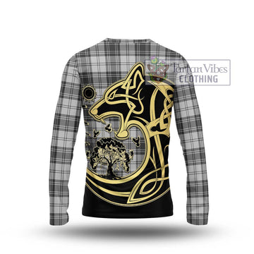 Glen Tartan Long Sleeve T-Shirt with Family Crest Celtic Wolf Style