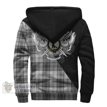 Glen Tartan Sherpa Hoodie with Family Crest and Military Logo Style