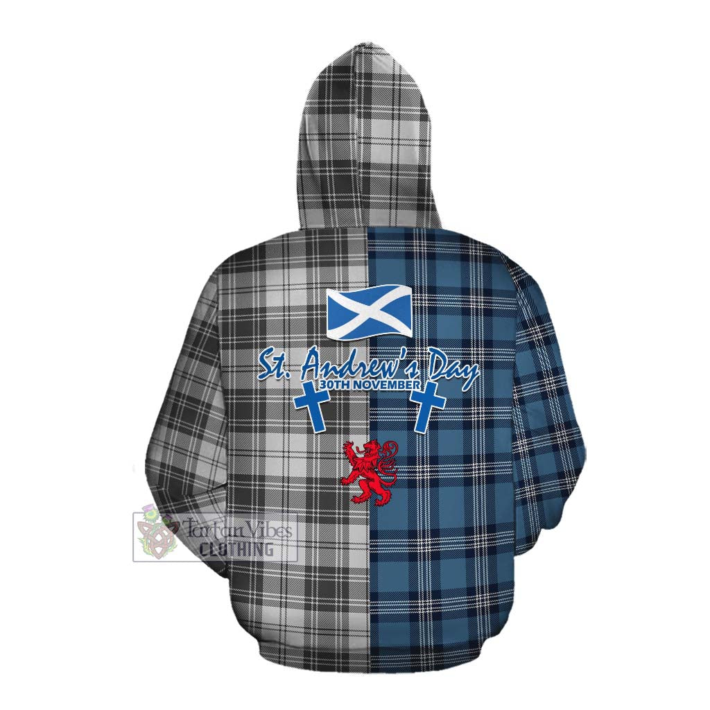 Tartan Vibes Clothing Glen Tartan Cotton Hoodie Happy St. Andrew's Day Half Tartan Style