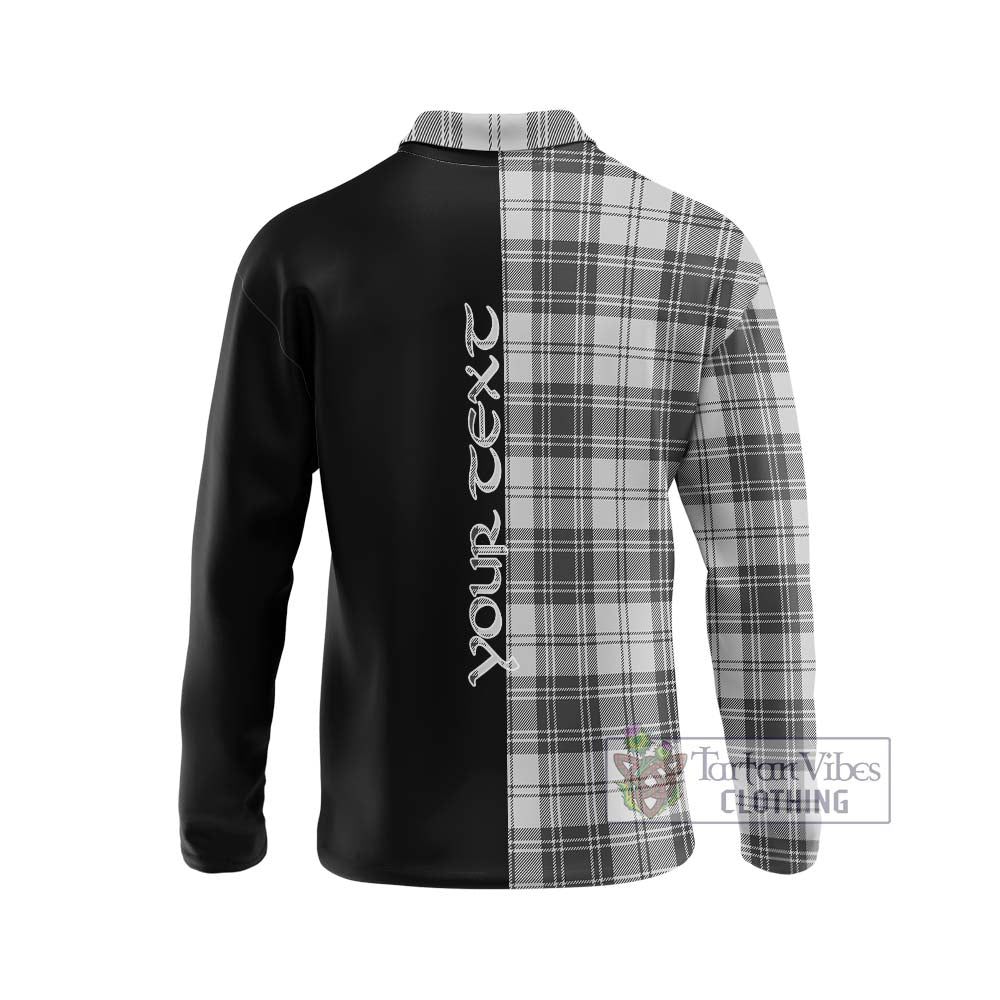 Glen Tartan Long Sleeve Polo Shirt with Family Crest and Half Of Me Style - Tartanvibesclothing Shop