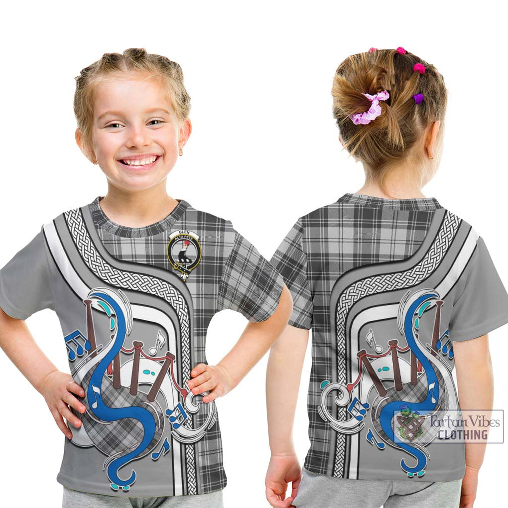 Tartan Vibes Clothing Glen Tartan Kid T-Shirt with Epic Bagpipe Style