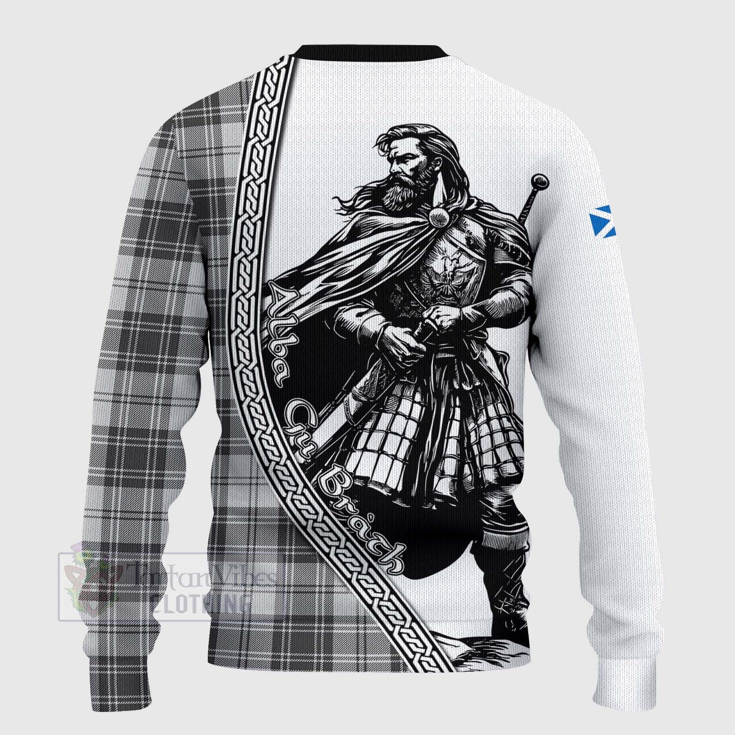 Tartan Vibes Clothing Glen Tartan Clan Crest Knitted Sweater with Highlander Warrior Celtic Style