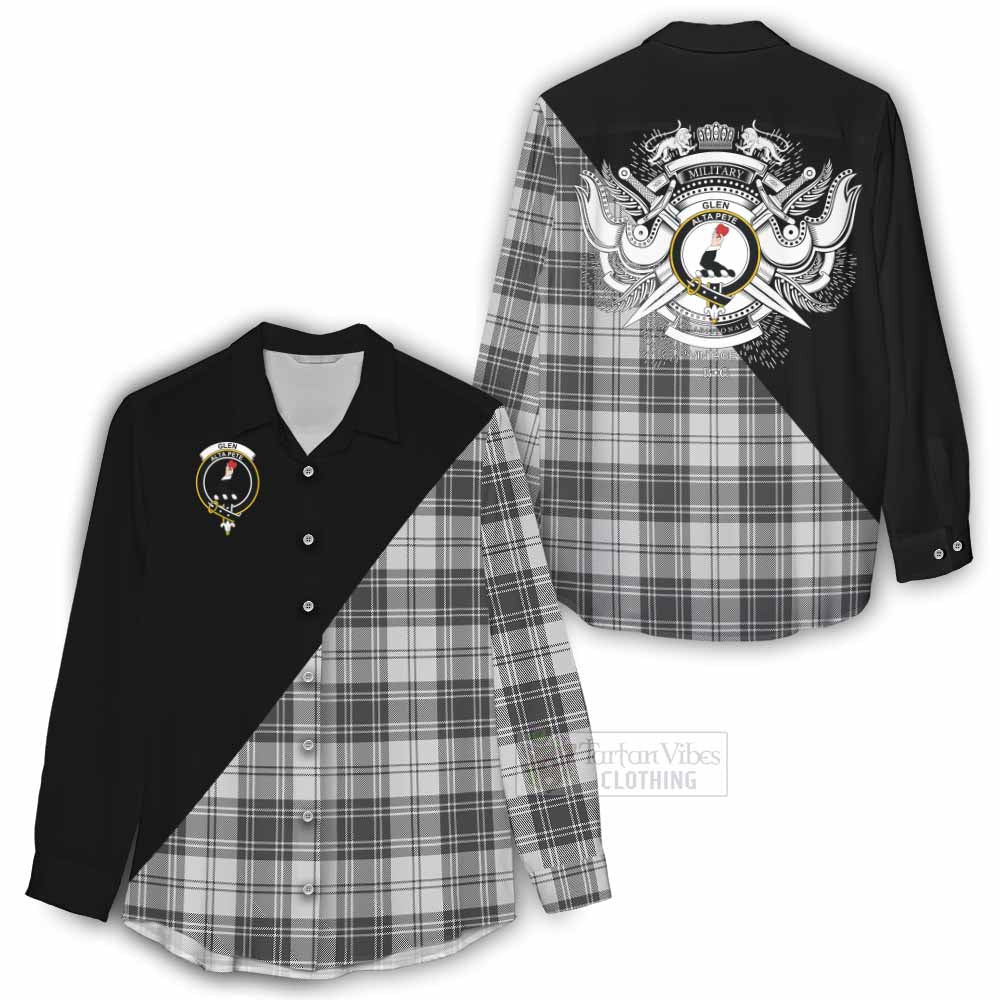 Tartan Vibes Clothing Glen Tartan Women's Casual Shirt with Family Crest and Military Logo Style