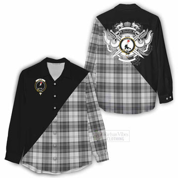 Glen Tartan Women's Casual Shirt with Family Crest and Military Logo Style