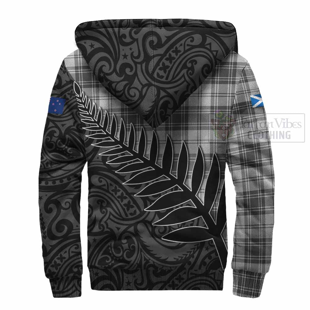 Tartan Vibes Clothing Glen Crest Tartan Sherpa Hoodie with New Zealand Silver Fern Half Style