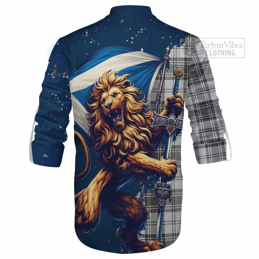 Tartan Vibes Clothing Glen Tartan Family Crest Ghillie Kilt Shirt with Scottish Majestic Lion