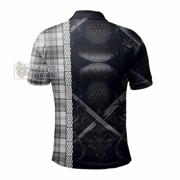 Glen Tartan Polo Shirt with Family Crest Cross Sword Thistle Celtic Vibes