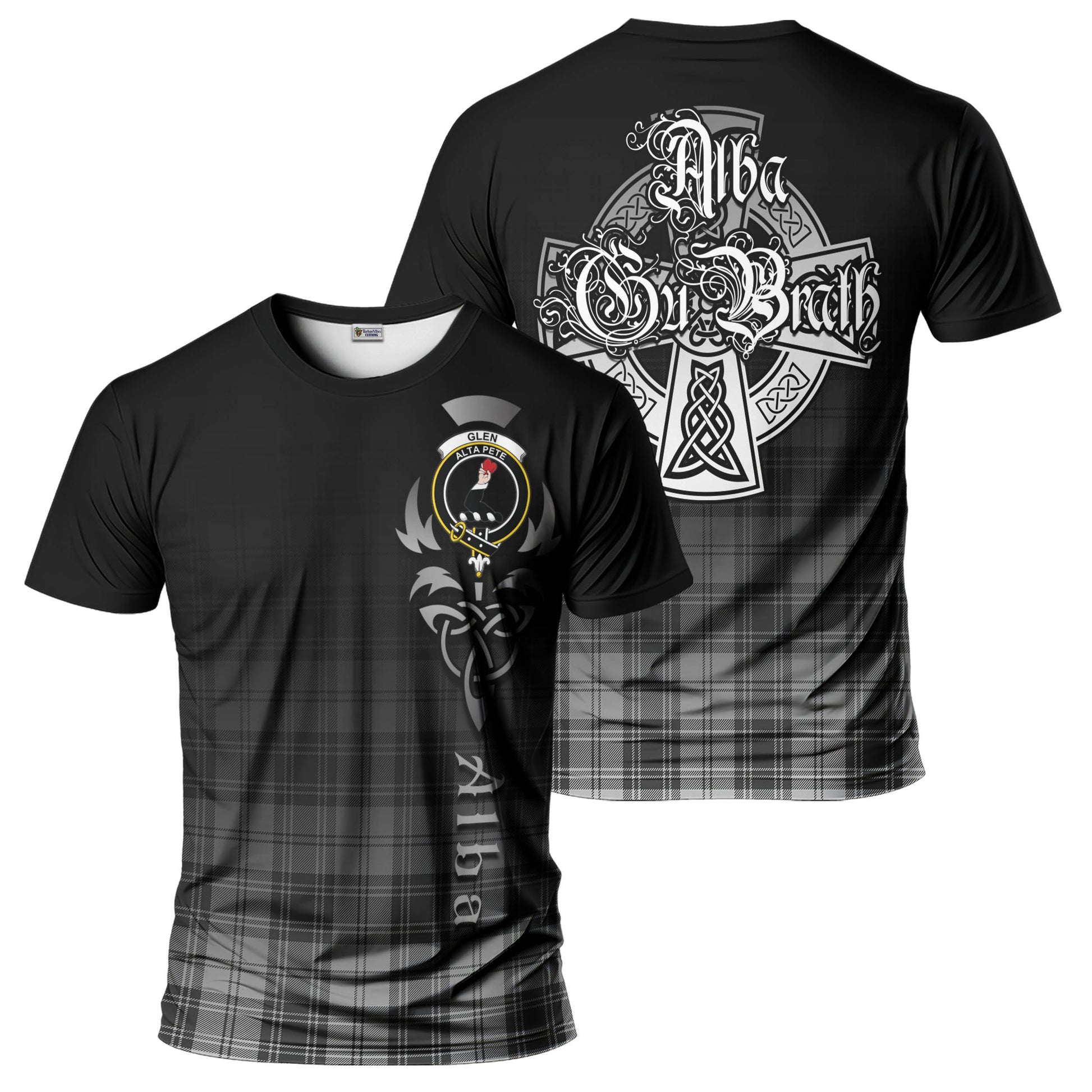 Tartan Vibes Clothing Glen Tartan T-Shirt Featuring Alba Gu Brath Family Crest Celtic Inspired