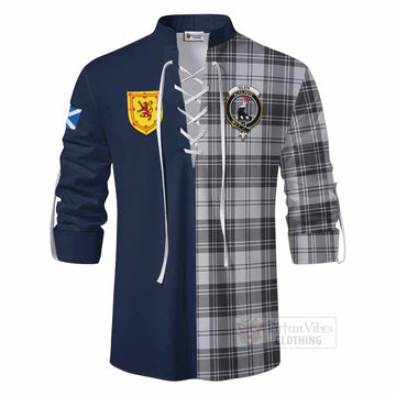 Glen Tartan Ghillie Kilt Shirt Alba with Scottish Lion Royal Arm Half Style