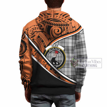 Glen Crest Tartan Hoodie with Polynesian Vibes Style - Orange Version