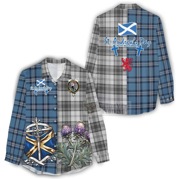 Glen Tartan Women's Casual Shirt Happy St. Andrew's Day Half Tartan Style