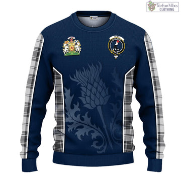 Glen Tartan Knitted Sweatshirt with Family Crest and Scottish Thistle Vibes Sport Style