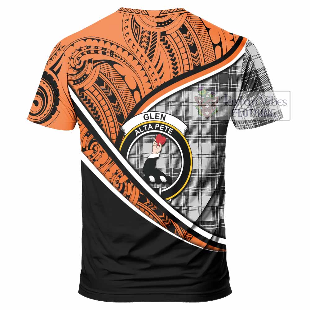 Tartan Vibes Clothing Glen Crest Tartan T-Shirt with Maori Tattoo Style - Orange Version