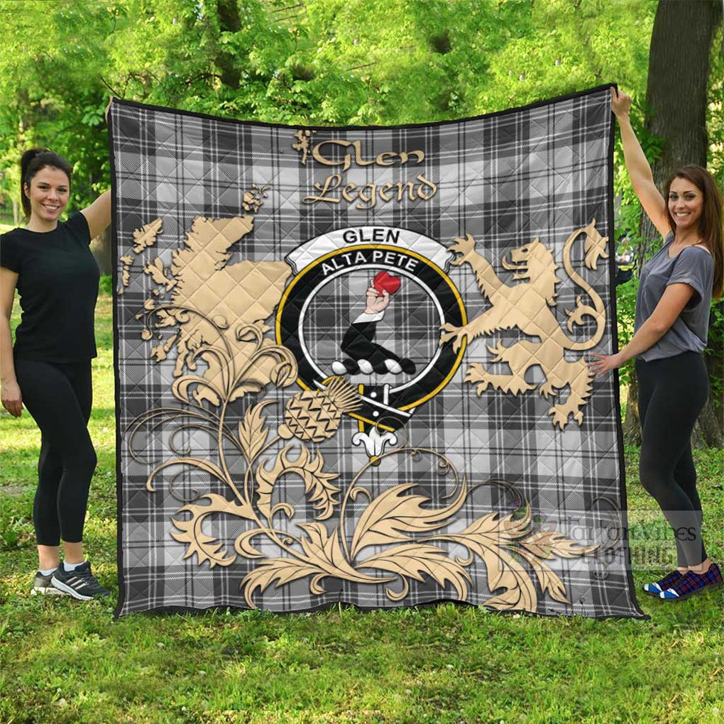 Tartan Vibes Clothing Glen Tartan Quilt with Family Crest and Scottish Symbol Style