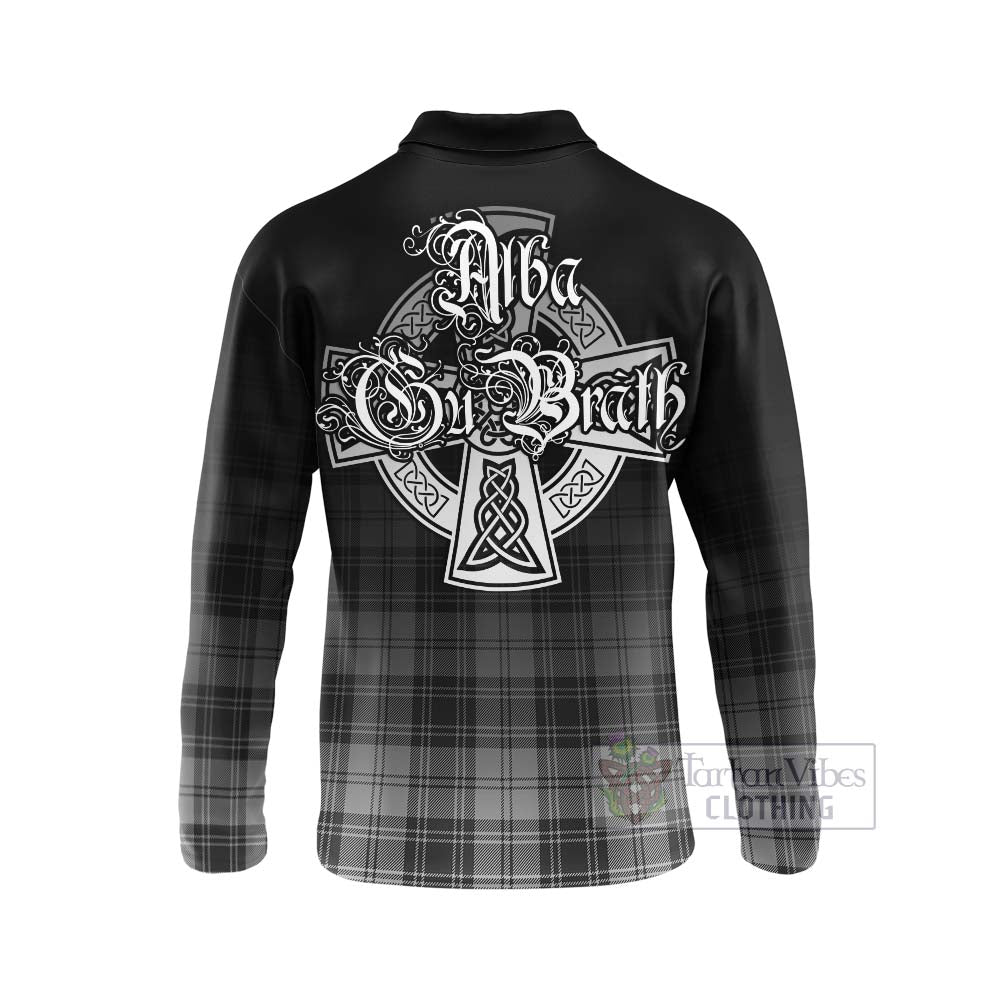 Tartan Vibes Clothing Glen Tartan Long Sleeve Polo Shirt Featuring Alba Gu Brath Family Crest Celtic Inspired