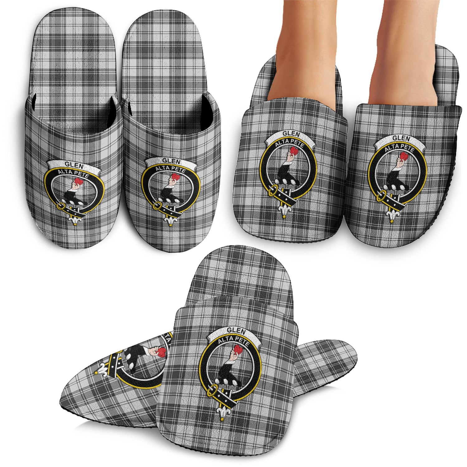 Glen Tartan Home Slippers with Family Crest - Tartanvibesclothing