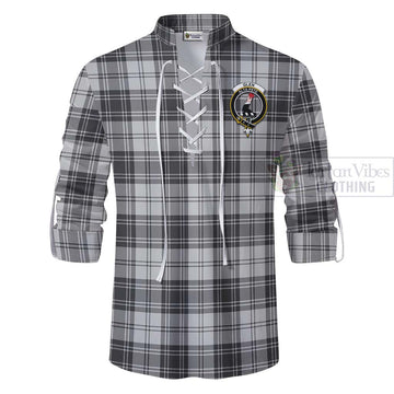 Glen Tartan Ghillie Kilt Shirt with Family Crest Celtic Skull Style