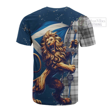 Glen Tartan Family Crest Cotton T-shirt with Scottish Majestic Lion