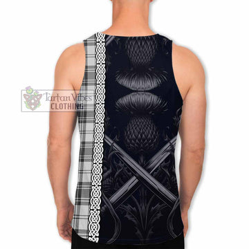 Glen Tartan Men's Tank Top with Family Crest Cross Sword Thistle Celtic Vibes