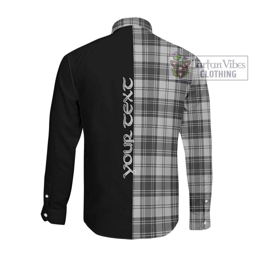 Glen Tartan Long Sleeve Button Shirt with Family Crest and Half Of Me Style Men's Shirt - Tartanvibesclothing Shop