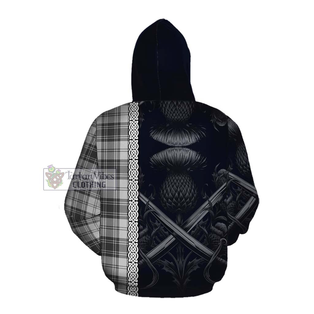 Tartan Vibes Clothing Glen Tartan Cotton Hoodie with Family Crest Cross Sword Thistle Celtic Vibes