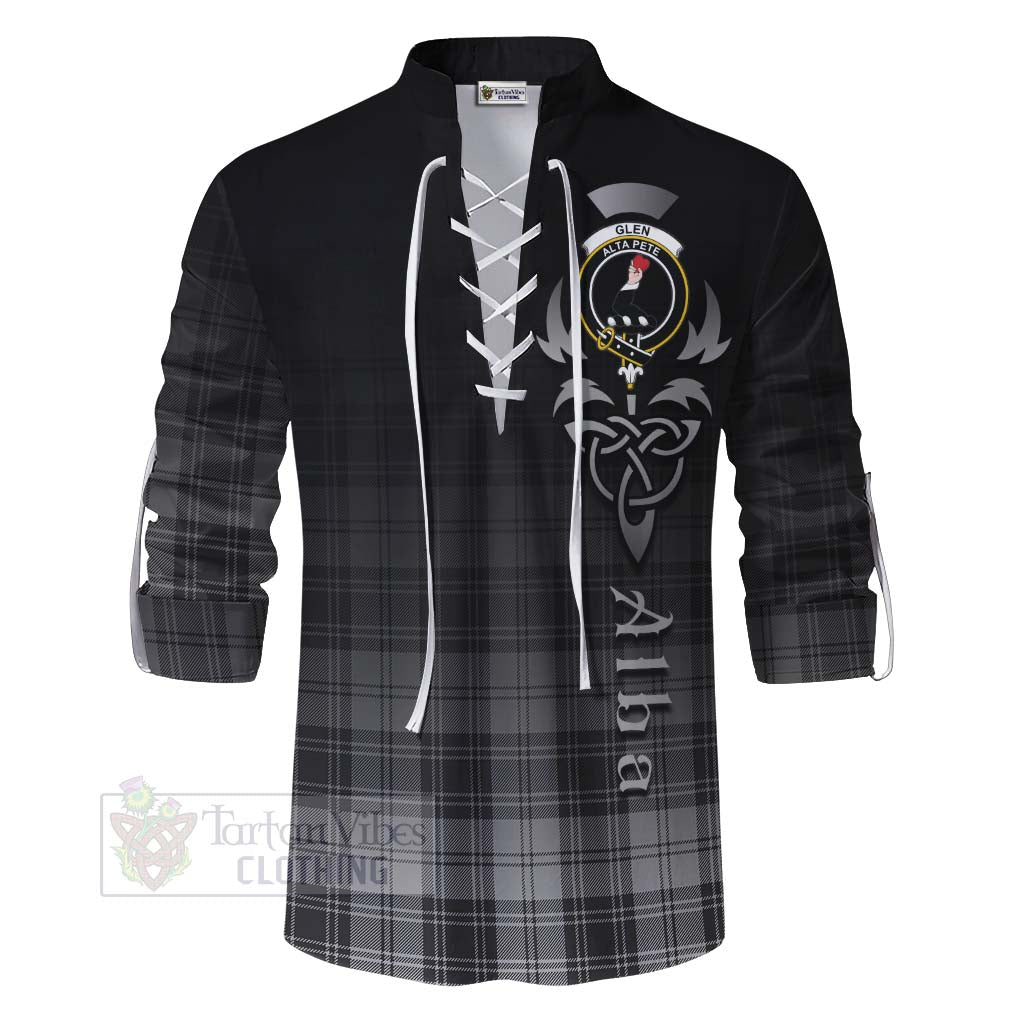 Tartan Vibes Clothing Glen Tartan Ghillie Kilt Shirt Featuring Alba Gu Brath Family Crest Celtic Inspired