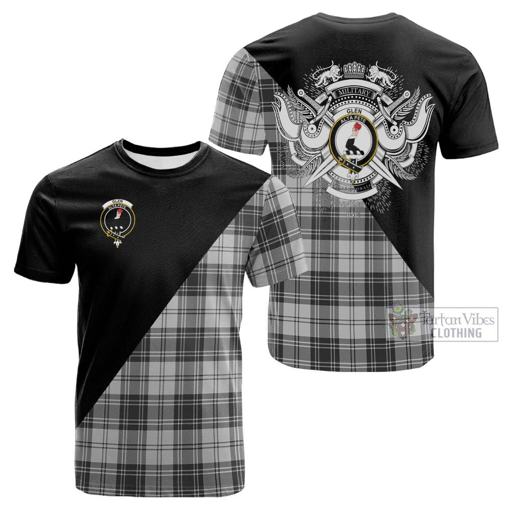 Tartan Vibes Clothing Glen Tartan Cotton T-shirt with Family Crest and Military Logo Style