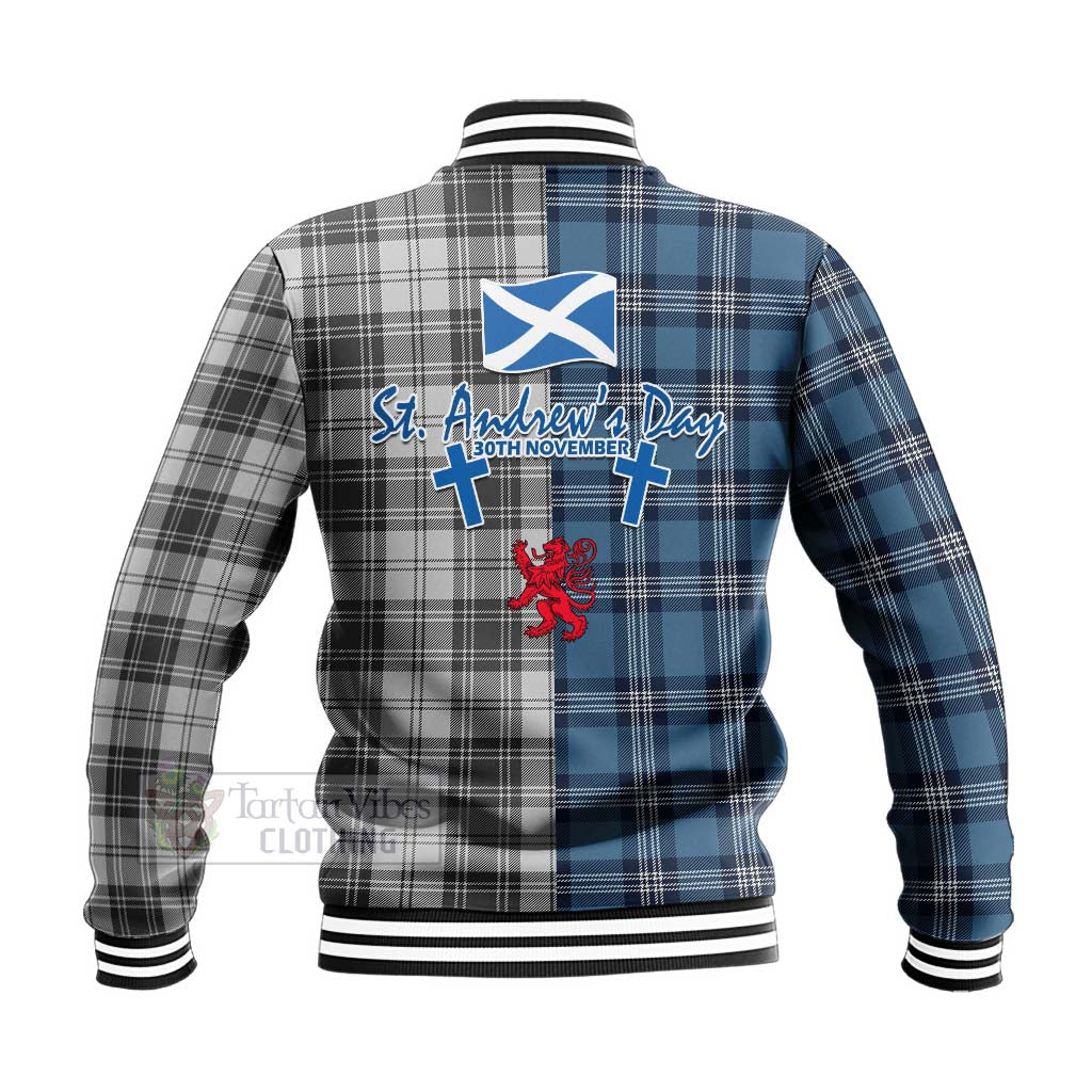 Tartan Vibes Clothing Glen Tartan Baseball Jacket Happy St. Andrew's Day Half Tartan Style