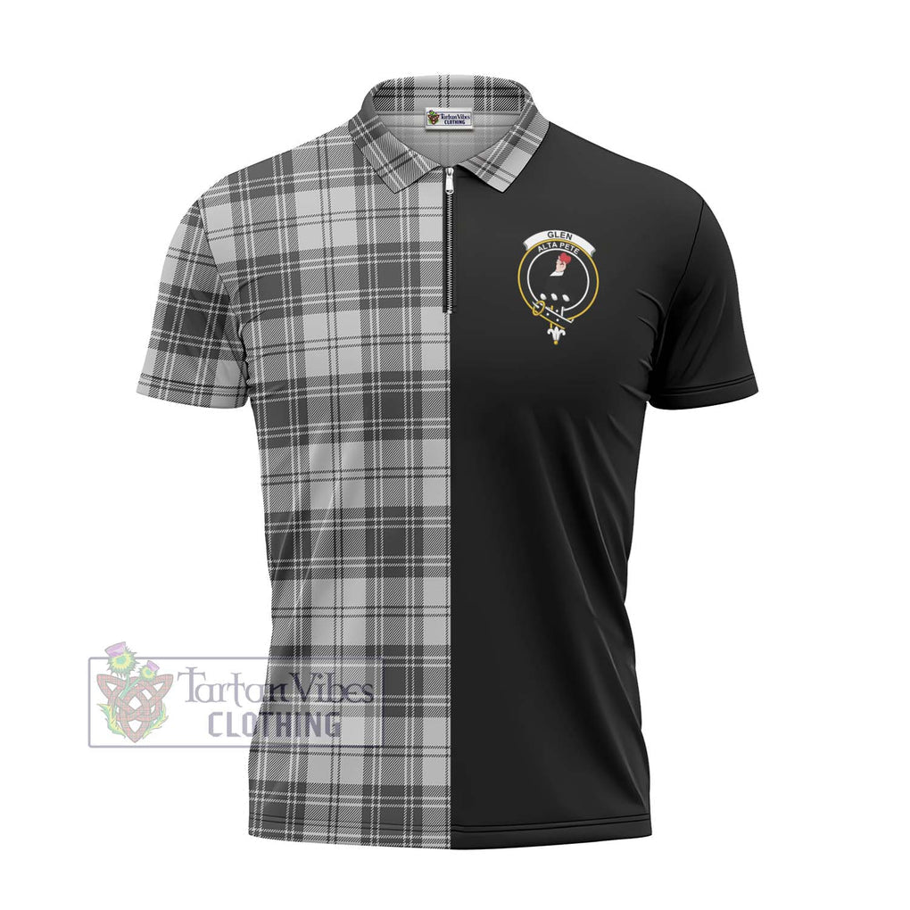 Glen Tartan Zipper Polo Shirt with Family Crest and Half Of Me Style - Tartanvibesclothing Shop