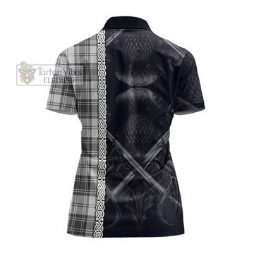 Glen Tartan Women's Polo Shirt with Family Crest Cross Sword Thistle Celtic Vibes