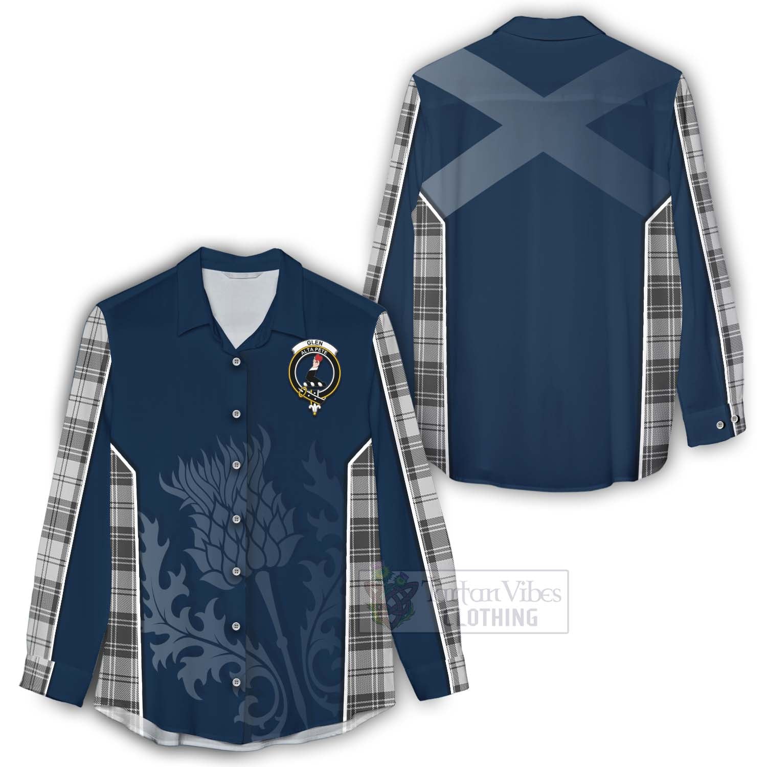 Tartan Vibes Clothing Glen Tartan Women's Casual Shirt with Family Crest and Scottish Thistle Vibes Sport Style