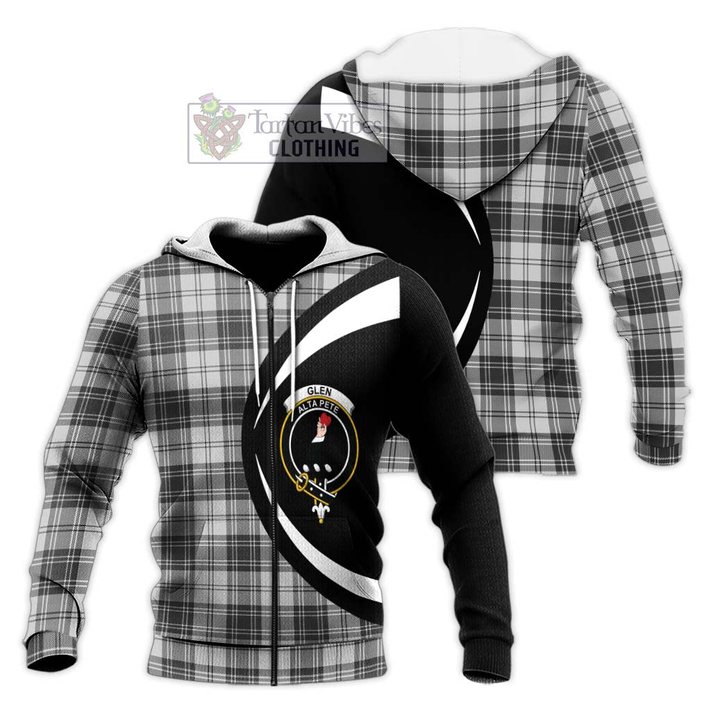 Glen Tartan Knitted Hoodie with Family Crest Circle Style Unisex Knitted Zip Hoodie - Tartan Vibes Clothing