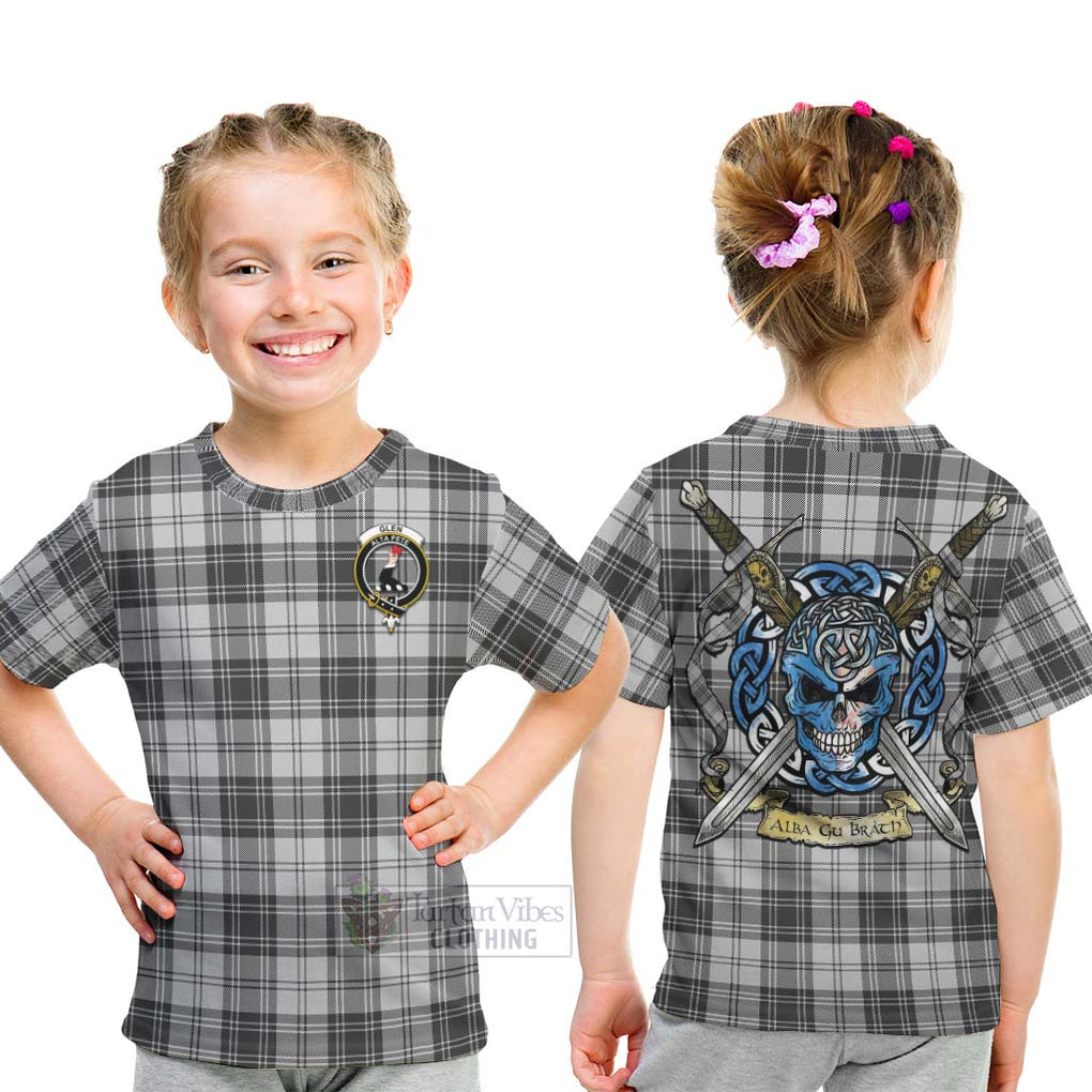 Tartan Vibes Clothing Glen Tartan Kid T-Shirt with Family Crest Celtic Skull Style