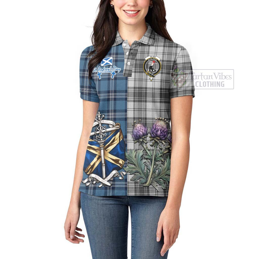 Tartan Vibes Clothing Glen Tartan Women's Polo Shirt Happy St. Andrew's Day Half Tartan Style