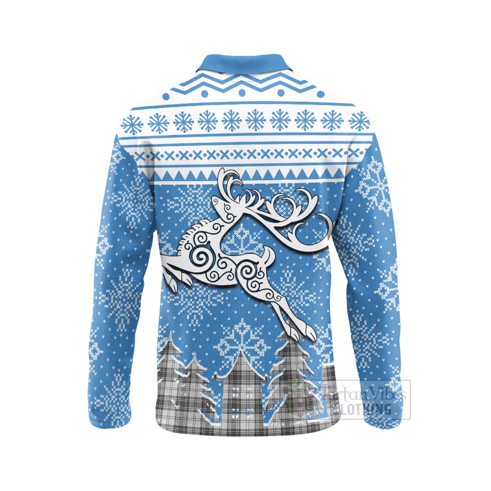 Tartan Vibes Clothing Glen Clan Christmas Long Sleeve Polo Shirt Celtic Reindeer Style