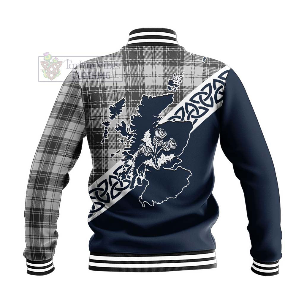 Tartan Vibes Clothing Glen Tartan Baseball Jacket Featuring Thistle and Scotland Map