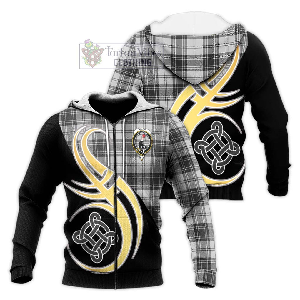 Glen Tartan Knitted Hoodie with Family Crest and Celtic Symbol Style Unisex Knitted Zip Hoodie - Tartan Vibes Clothing