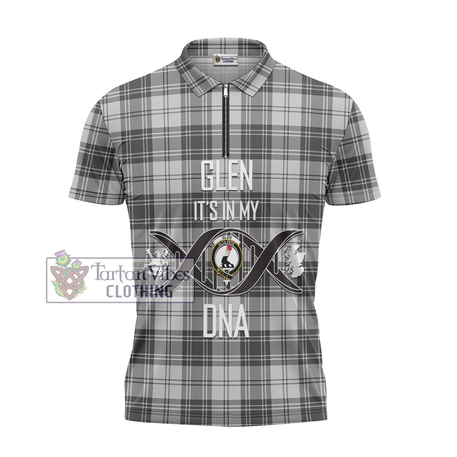 Tartan Vibes Clothing Glen Tartan Zipper Polo Shirt with Family Crest DNA In Me Style