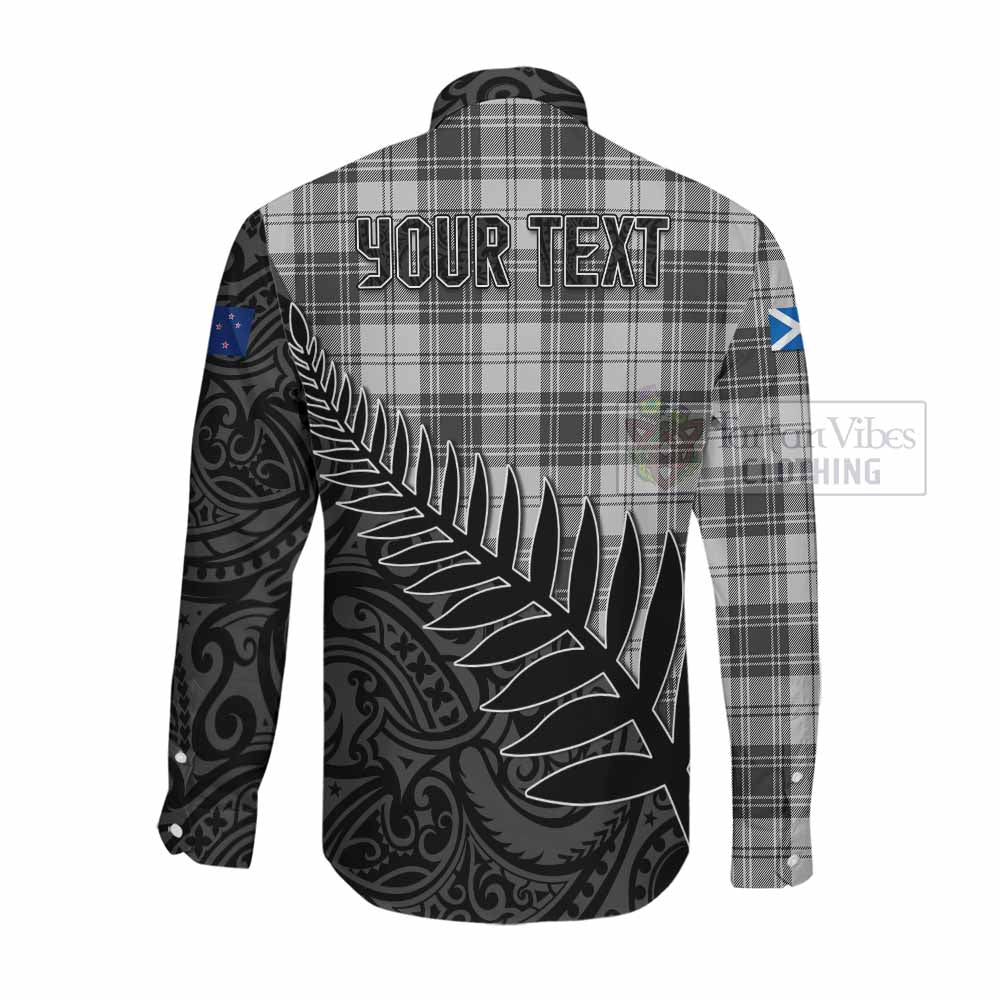 Tartan Vibes Clothing Glen Crest Tartan Long Sleeve Button Shirt with New Zealand Silver Fern Half Style