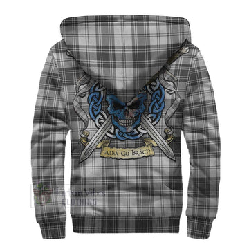 Glen Tartan Sherpa Hoodie with Family Crest Celtic Skull Style