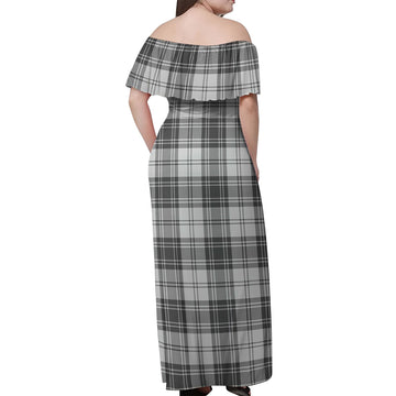 Glen Tartan Off Shoulder Long Dress