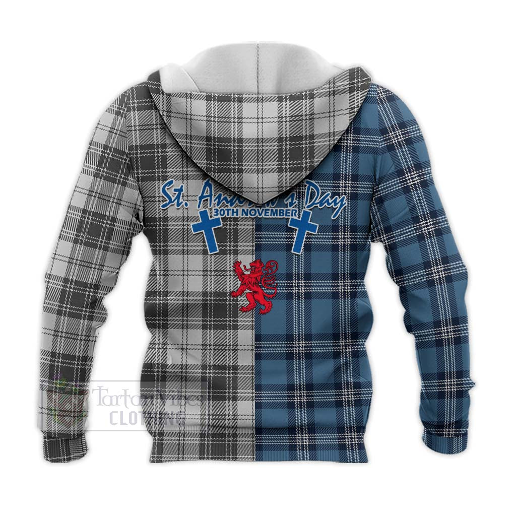 Tartan Vibes Clothing Glen Tartan Knitted Hoodie Happy St. Andrew's Day Half Tartan Style