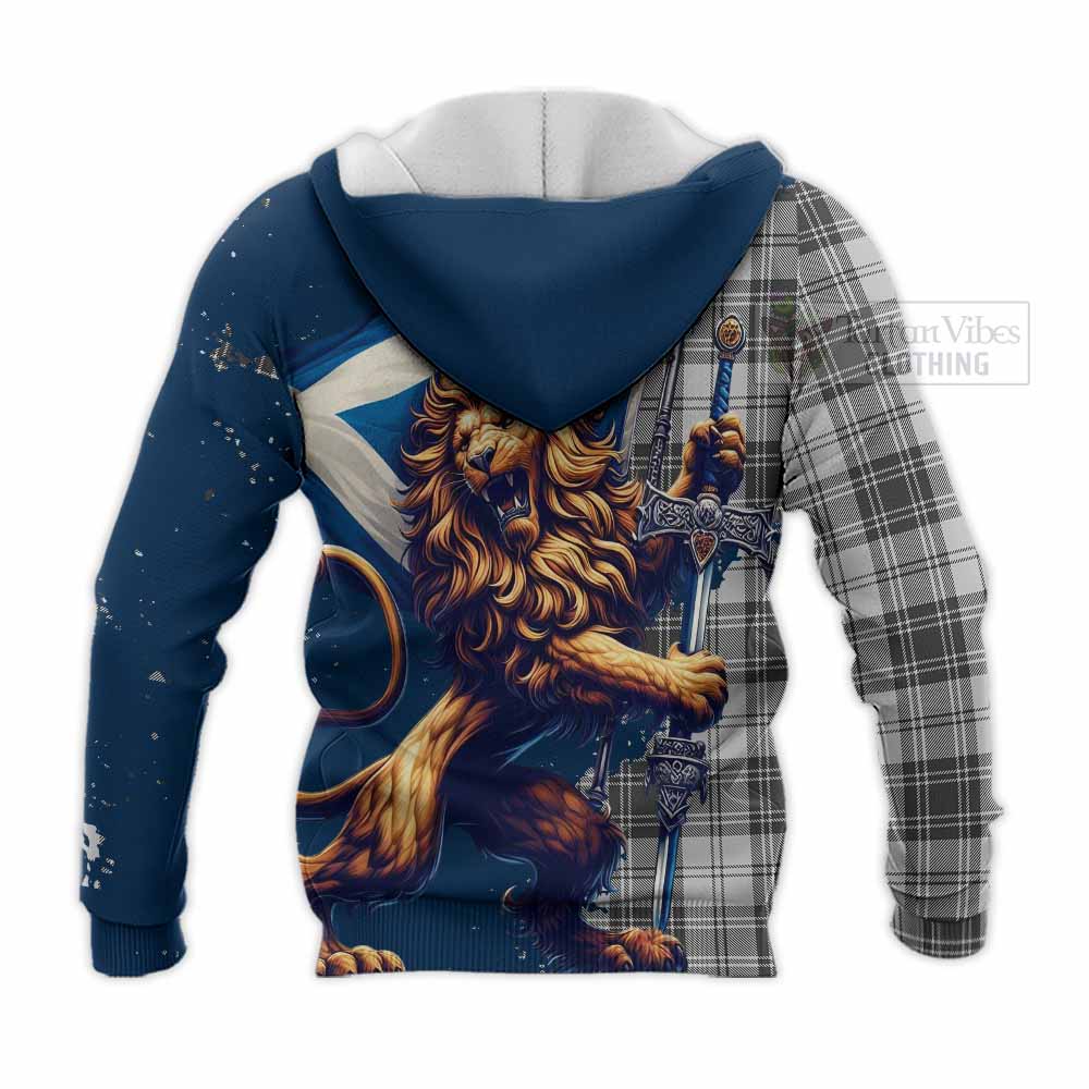 Tartan Vibes Clothing Glen Tartan Family Crest Knitted Hoodie with Scottish Majestic Lion